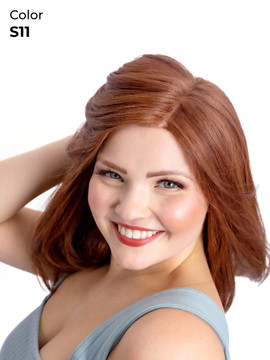 Peluca Jessica con Cabello humano, frontal de tul y gorro de mono con trama Peluca Jessica con Cabello humano, frontal de tul y gorro de mono con trama