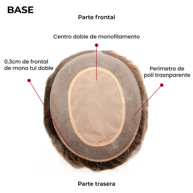 Topper femenino P6814HP con centro de mono y cabello humano premium