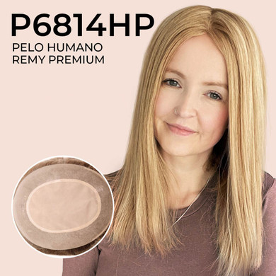 Topper femenino P6814HP con centro de mono y cabello humano premium