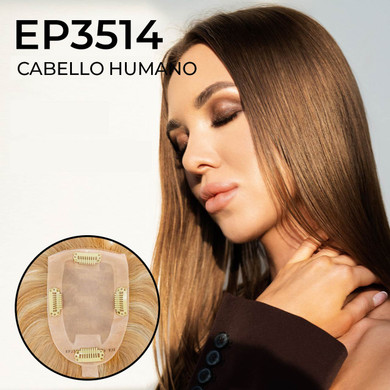 EP3514 prótesis capilar con cabello premium y clips para la raya del cabello, cobertura natural y volumen