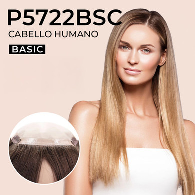 Prótesis capilar P5722BSC con base de seda de mono y clips para sujeción