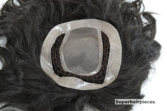 Prótesis capilar a medida mujer con monofilamento de seda y fishnet T48