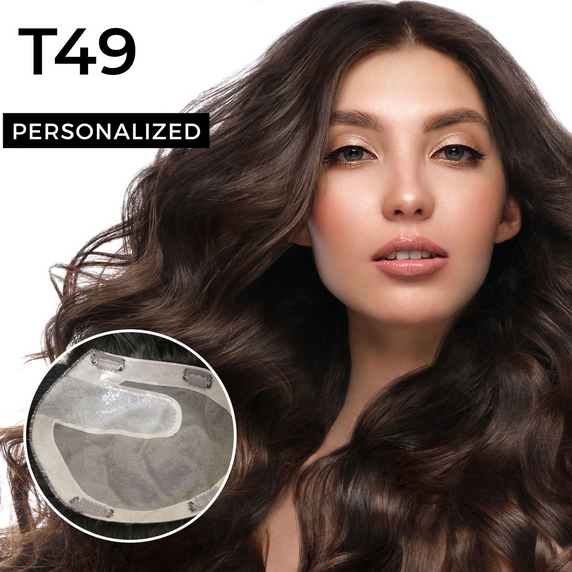 Prótesis capilar a medida mujer monofilamento de seda y poliuretano con clips T49