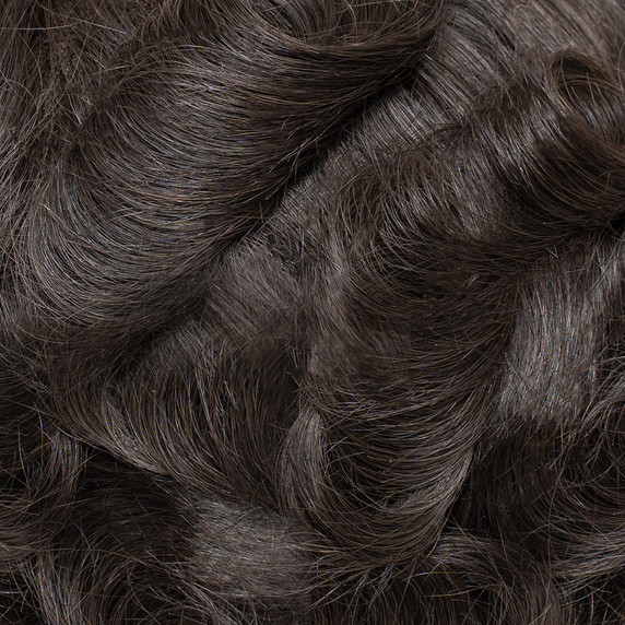 Prótesis capilar para hombre M110BSC de monofilamento finamente soldado y línea frontal con nudos decolorados