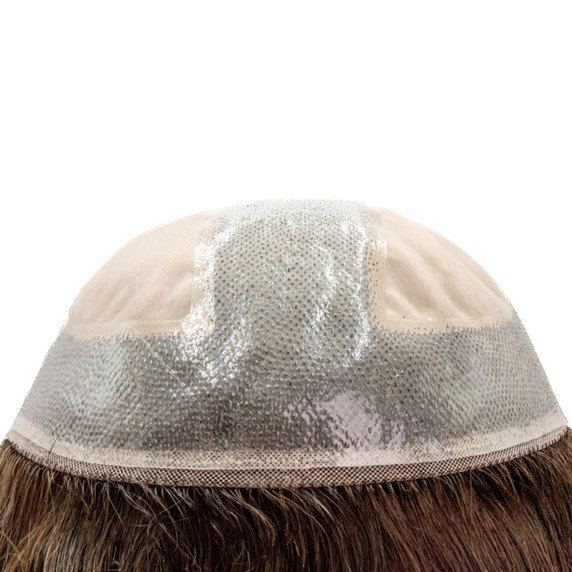 Peluca parcial P8914 extra grande de monofilamento con cabello humano Remy