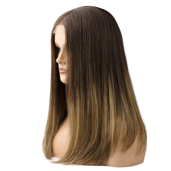 Peluca Premium Rachel con gorro de tul y acabado natural