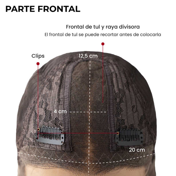 Peluca Premium Rachel con gorro de tul y acabado natural