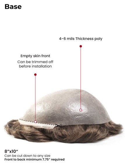 Prótesis capilar hombre M101V de micropiel fina con técnica V‑Loop