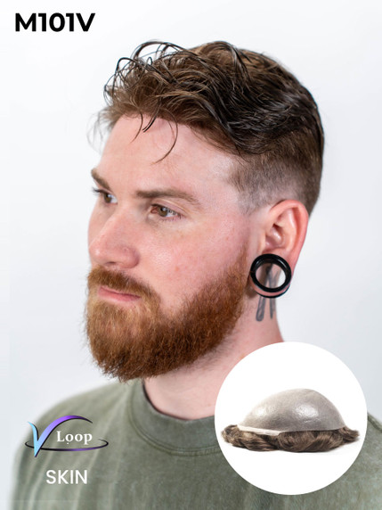 Prótesis capilar hombre M101V de micropiel fina con técnica V‑Loop