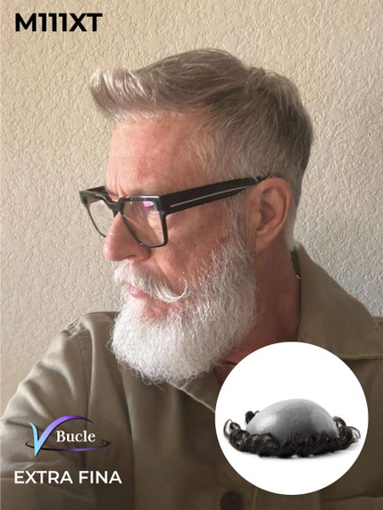 Prótesis capilar para hombre M111XT peluquín desechable con base de piel extra fina