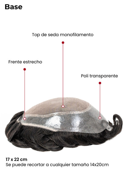 Prótesis capilar M100N de monofilamento con poliéster – cobertura natural y fácil peinado | Superhairpieces