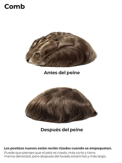Prótesis capilar M204PRO con tul francés y poli, cabello europeo premium para look natural | Superhairpieces
