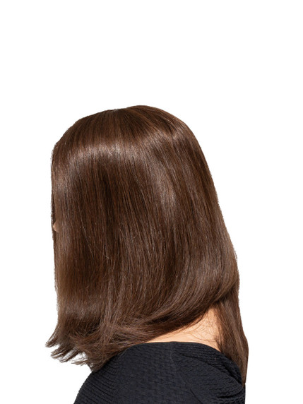 Peluca Jessica de cabello humano con frontal de tul y gorro de mono con trama