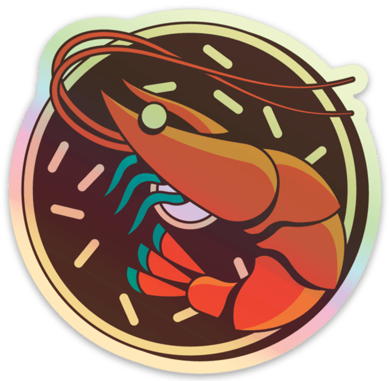 Shrimp Doughnut Holographic Sticker Shrimp Doughnut Holographic Sticker