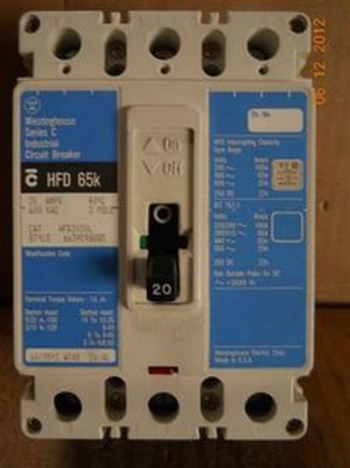 Westinghouse (HFD3020L) 20 Amp 65K Circuit Breaker, New Surplus in Original Box