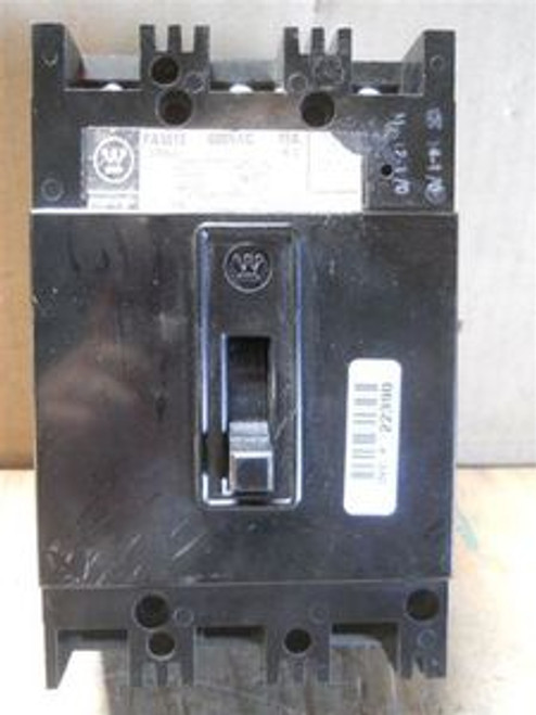Westinghouse (FA3015) 3 Pole 15 Amp Circuit Breaker, Used/Cleaned/Tested
