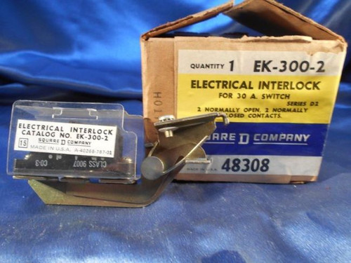 Square D EK-300-2 Electrical Interlock For 30A Switch Series D2, New Surplus