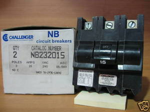 Challenger Circuit Breaker (NB232015) 3 pole, 15A, box of 2, New Surplus