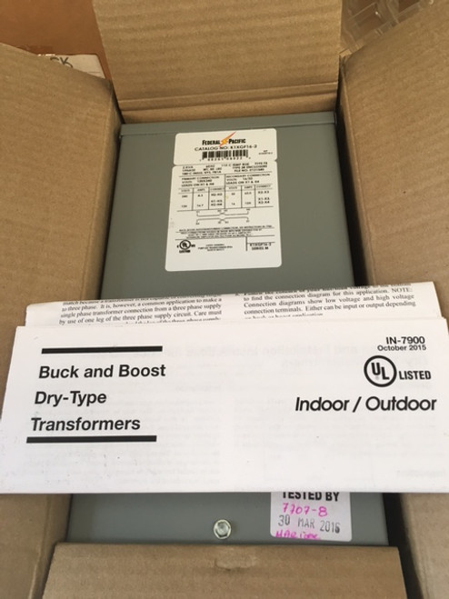 Federal Pacific Buck Boost Transformer K1XGF16-2, 2 kva, 120x240 16/32 indoor / outdoor