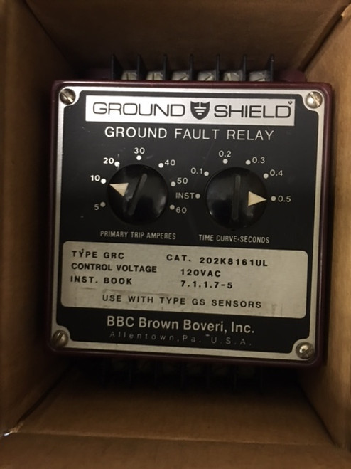 BBC Brown Boveri Ground Fault Relay (202K8161UL) 120 V.ac  NEW