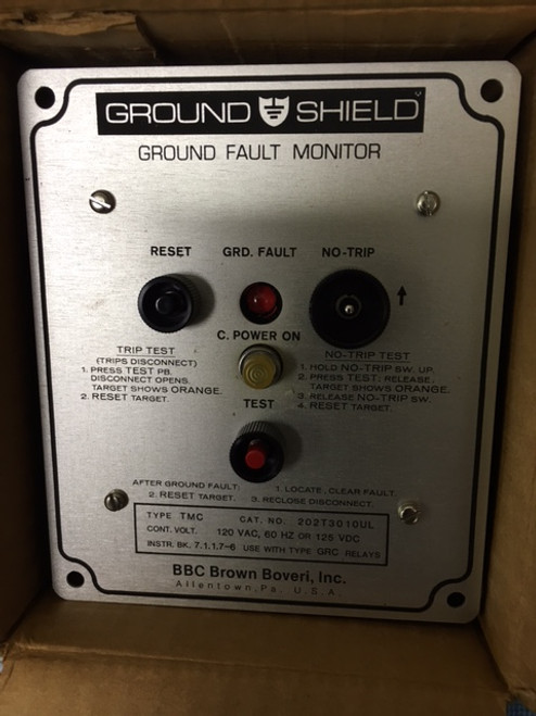 BBC Brown Boveri Ground Fault Monitor (202T3010UL) Type TMC 120 V.ac  NEW