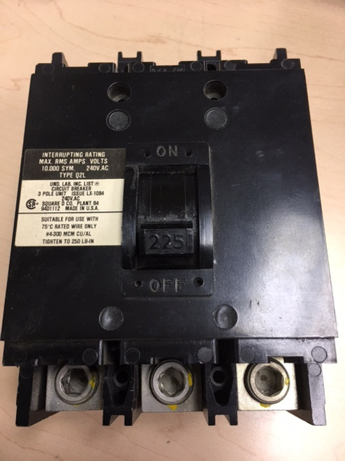 Square D Q2L3225 Circuit Breaker, 225 Amp 3 pole 240 V.ac