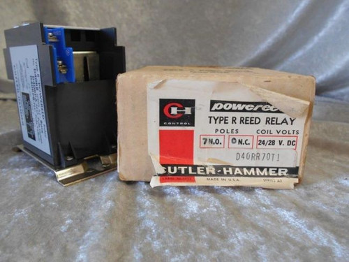 Cutler Hammer D40RR70T1 Reed Relay, Type R, Poles 7-N.O,0-N.C, New Surplus