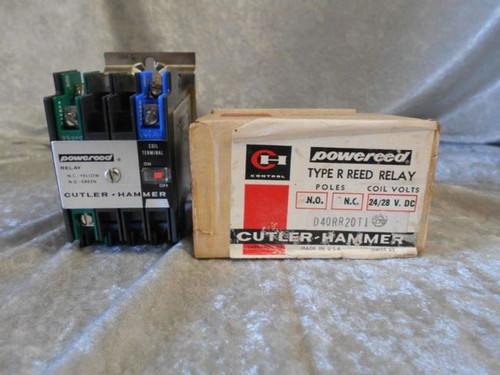 Cutler Hammer D40RR20T1 Type R Reed Relay, Poles 2-N.O. 0-N.C., New Surplus