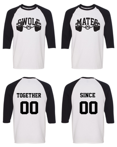 Matching couple baseball raglan t-shirt for fitness enthusiasts. Sporty design with raglan sleeves. Comfortable fabric for free movement during workouts. Motivating and stylish for any exercise routine. Matching couple baseball raglan t-shirt for fitness enthusiasts. Sporty design with raglan sleeves. Comfortable fabric for free movement during workouts. Motivating and stylish for any exercise routine.