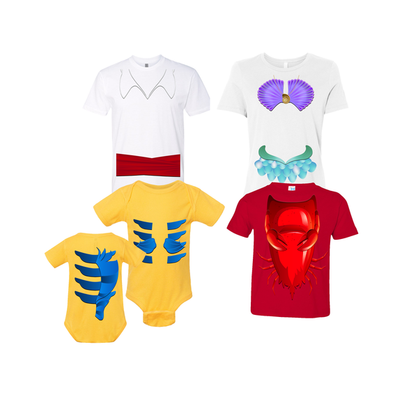 Mermaid And Friends Dress Up Cosplay Costume: Men’s & Youth and Toddler Unisex Tee, Women's Relaxed Tee, and Baby bodysuit. Stylish and comfortable, made from lightweight cotton. Ideal for various activities and occasions.