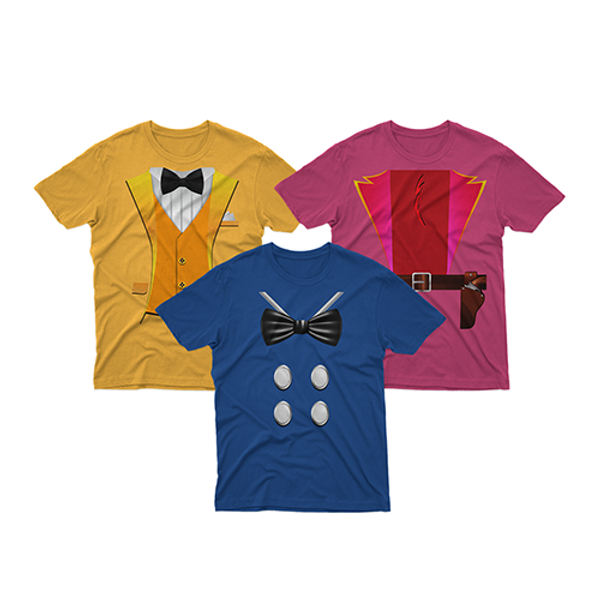 Three Caballeros Costume T-shirt: Vibrant and fun tee featuring the iconic Three Caballeros characters