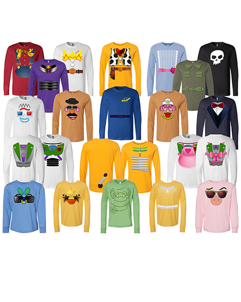 The Adventure Of Toy Costume Longsleeve T-shirt: a must-have for fans! Choose from Sheriff Gold, Astronaut White, Slinky Gold, and more. Classic or new characters, we've got you covered.