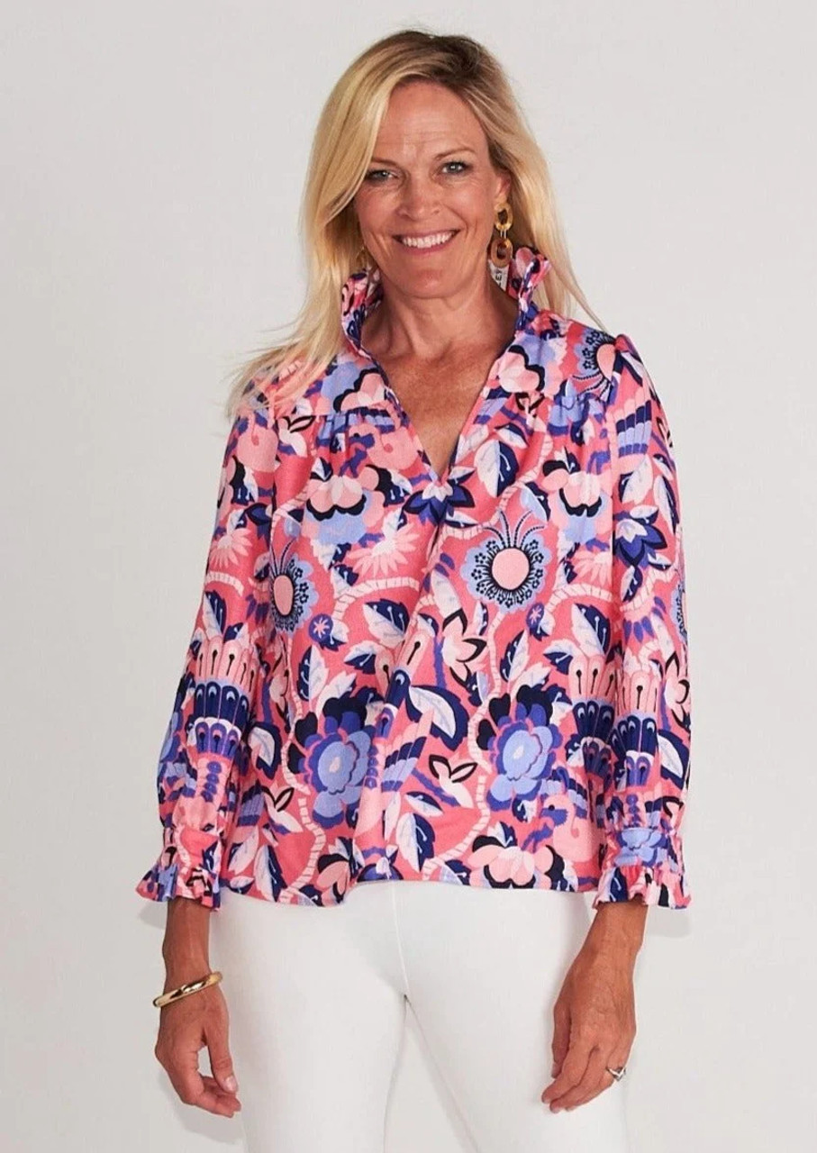 Aspen Blouse - Coral - Monkee's of Peachtree Battle