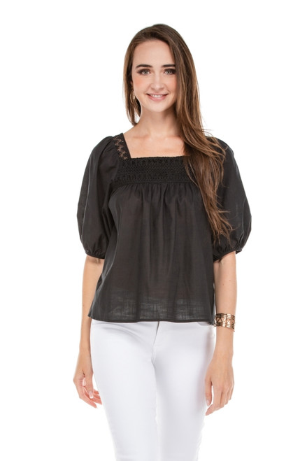 Lace Trim Top - Black 