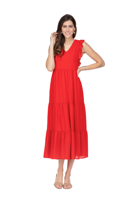 Maxi Tiered Dress - Red