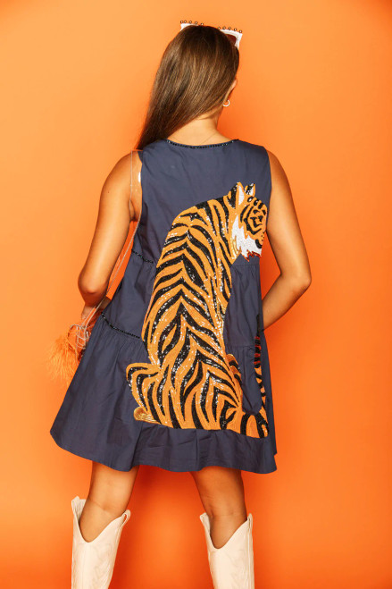 Tiger Back Tank Dress - Navy