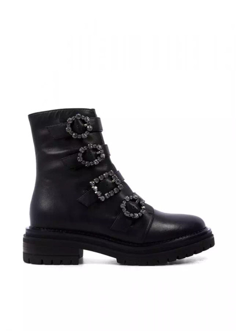 Boots with Detailed Buckles - Black