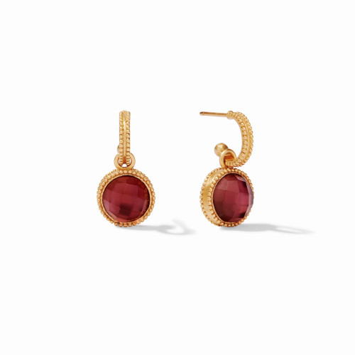 Fleur de Lis Hoop & Charm Earring - Ruby Red Fleur de Lis Hoop & Charm Earring - Ruby Red