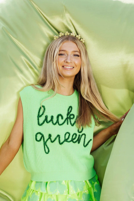 Lucky Queen Sweater Vest - Green 