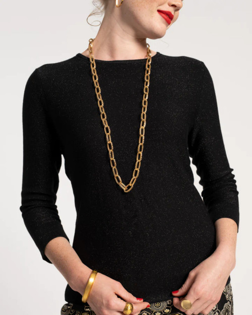Rebekah Lurex Knit Top - Black 