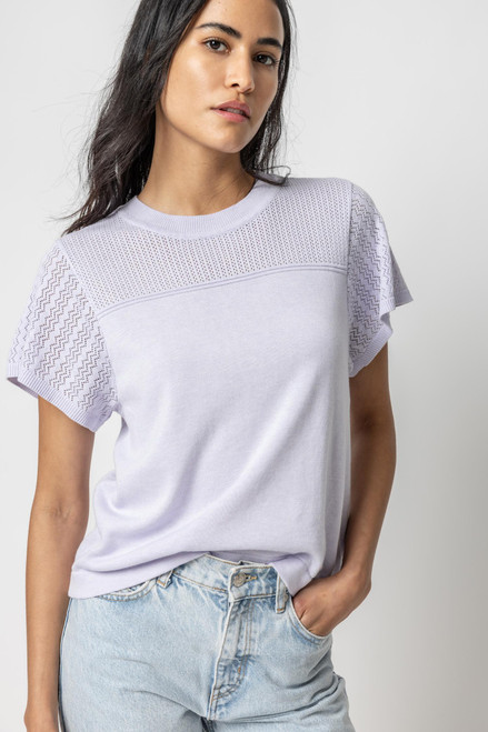 Pointelle Crewneck Sweater - Lilac