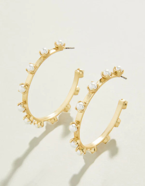 Stand Out Hoop Earrings  - Pearl 