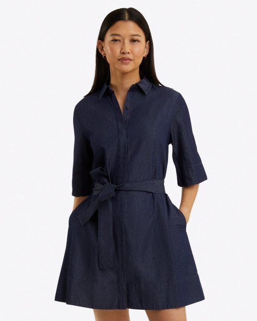 Riley Mini Shirtdress - Dark Wash Denim 