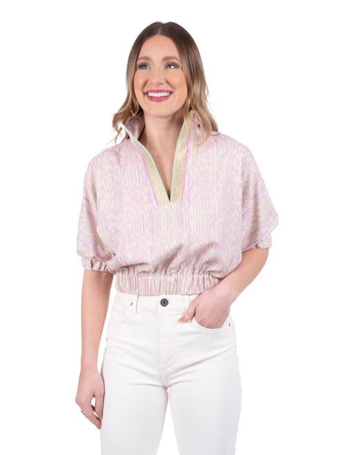 Ozai Trickster Crinkle Shirt In Peach - Shady And Katie