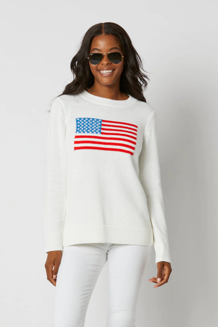 Flag Intarsia Sweater - White 
