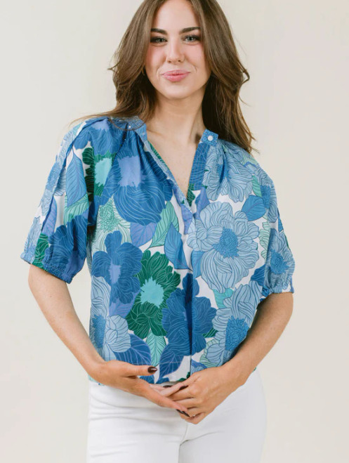 Henley Blouse - Botanical 