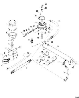 Order MERCURY _ 849883 _ Hose Assembly, Oil (31.750 Inches), Adaptor To Fiilter