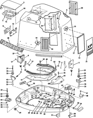 EVINRUDE-JOHNSON 210227 Plate, Applique, Rear EVINRUDE-JOHNSON 210227 Plate, Applique, Rear