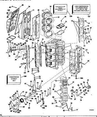 EVINRUDE-JOHNSON 327124 Cyl. Head, Port 235
