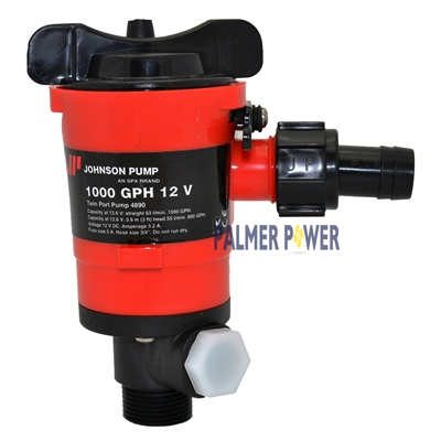 JOHNSON PUMP 48903 Twin Port Aerator Pump 1000 GPH 12V JOHNSON PUMP 48903 Twin Port Aerator Pump 1000 GPH 12V